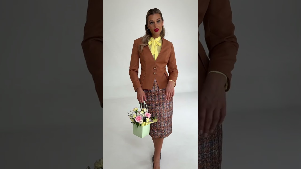 Офисныйкостюм-тройка Мода-Юрс арт. 2811 terrakot zheltyj  #стильныйlook  #стиль  #образ