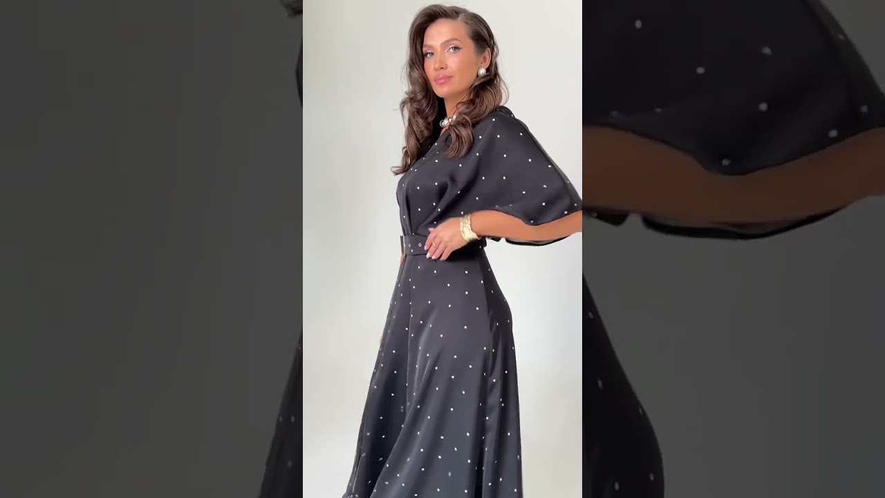 6180 платье невероятной красоты , размерный ряд 48/50/52/54 чёрное в белый горох