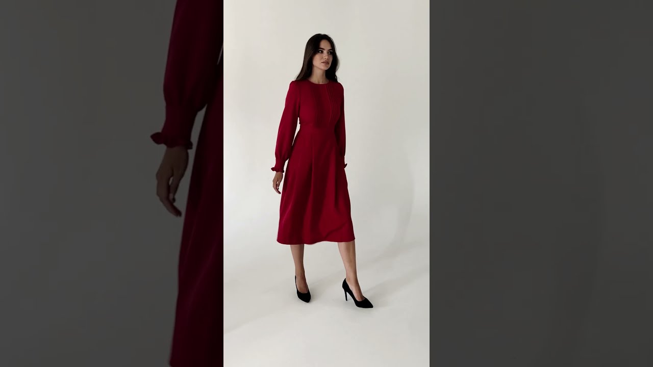 Красивое платье бордового цвета. 25-519- 4 URS.by