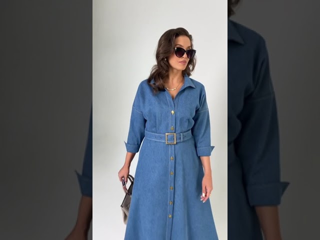 6118 платье джинсовое  размерный ряд 46/48/50/52  цвет голубой