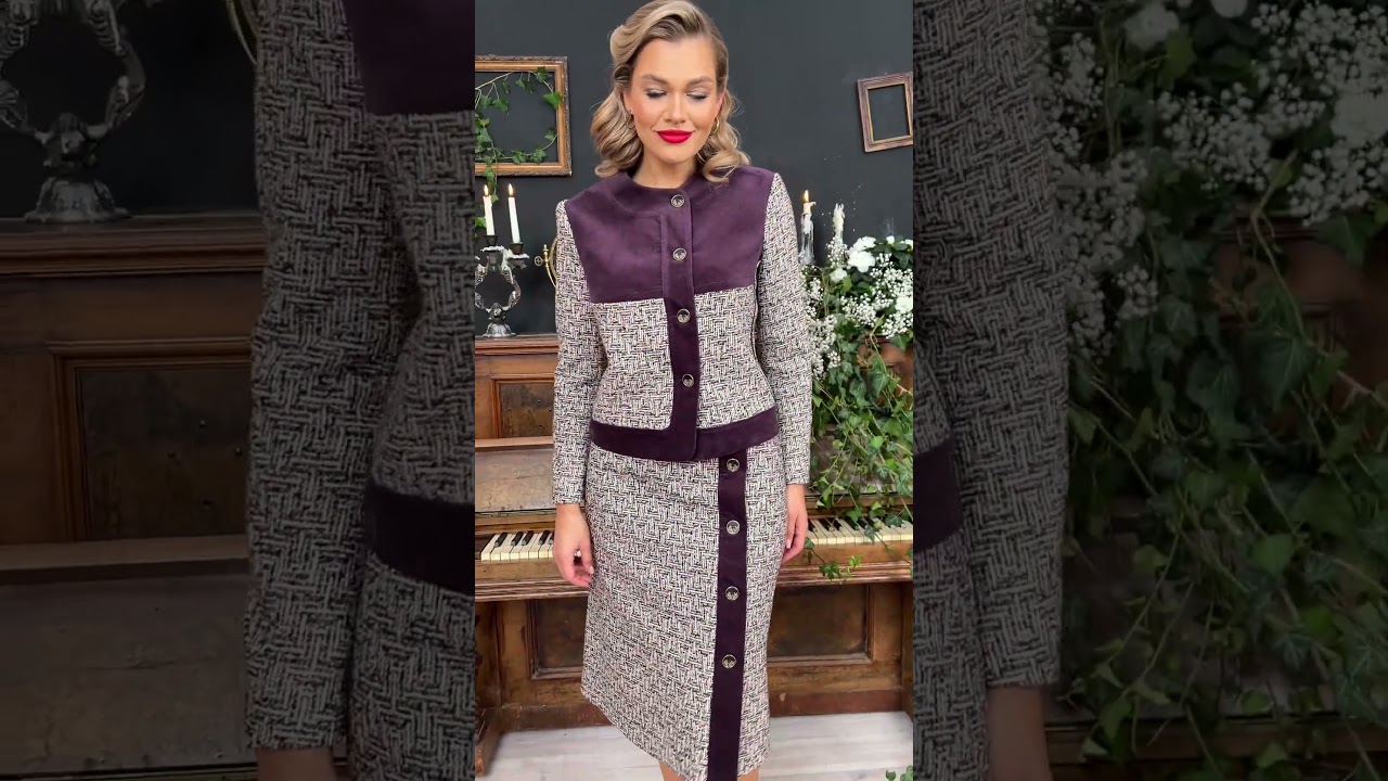 Костюм из твида Мода-Юрс арт. 2599 фиолетовый  #fashion  #стильныйlook  #style  #lookstyle