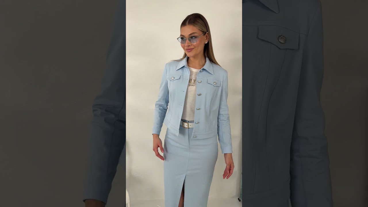 Джинсовый костюм с курткой Мода-Юрс арт. 2847 svetlo golyboj  #fashion  #стиль #брендыодежды