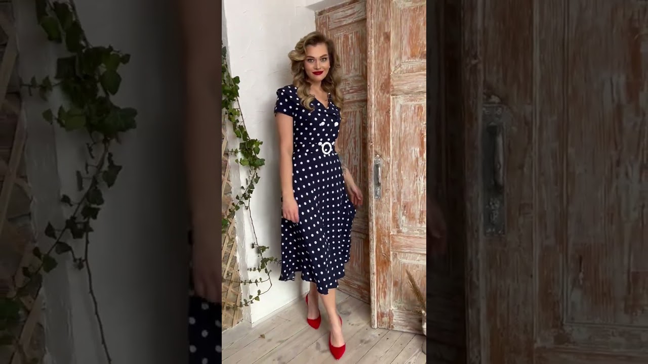 Летнее платье с пинтом горох модель 2690-1 sinij gorox