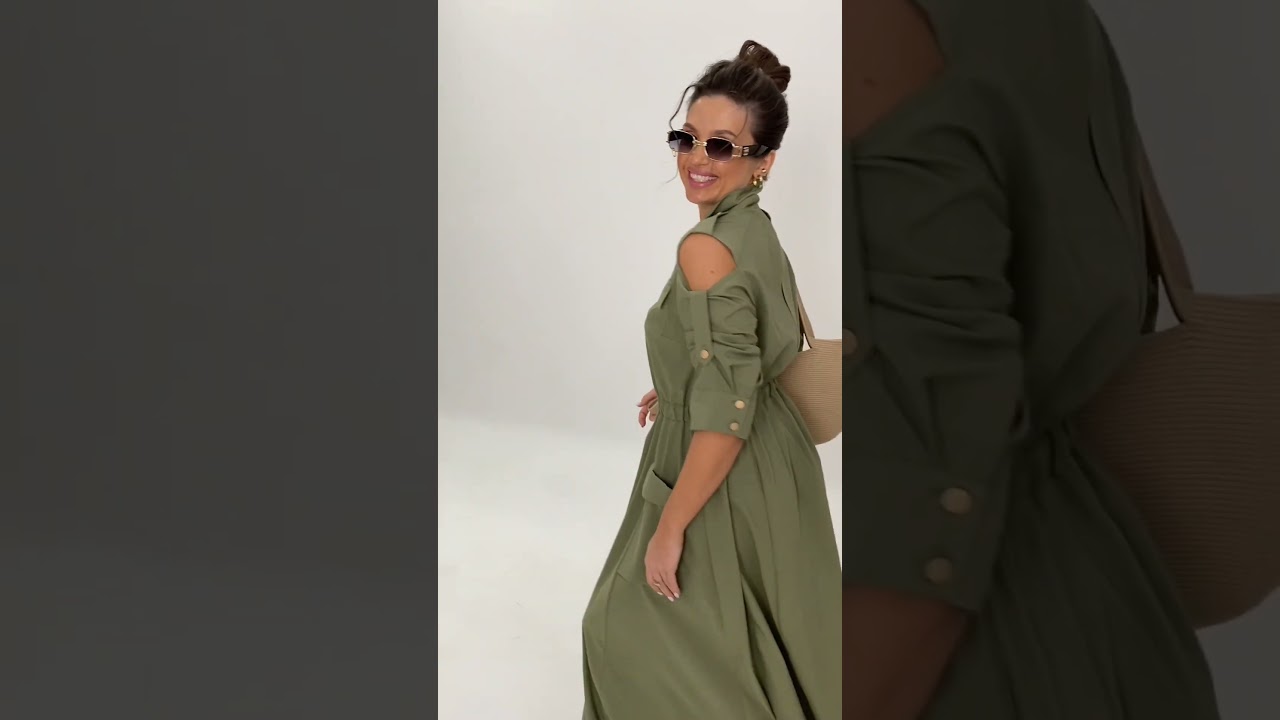 6150  платье женское сафари размерный ряд 44/46/48/50 цвет хаки