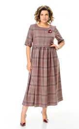 Sukienka Michel Chic 2132-2 brusnichnyj, kletka
