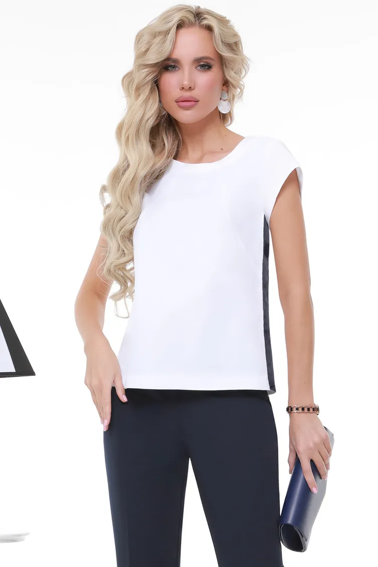 Bluzki, tuniki DS Trend #B-1545-0111 (belaya s kontrastnym lampasom)
