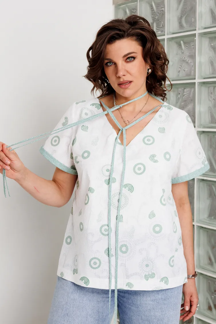 Blouse BegiModa #4164 shalfej na belom