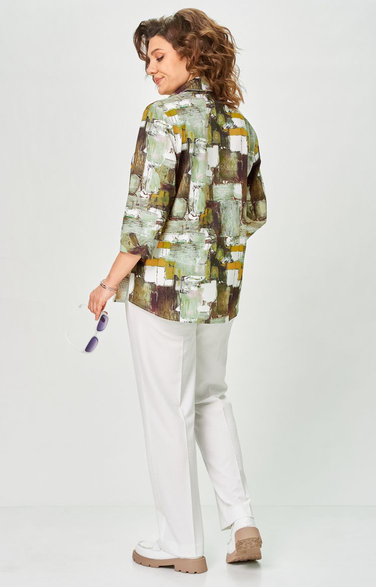Блуза БелЭльСтиль арт. 877-326 зеленый принт