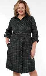 Dress LadyThreeStars 2473 kletka s izumrudnym