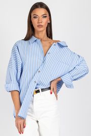 Blouse VIZAVI #727 belo-golubaya poloska