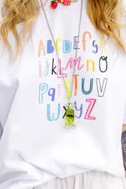 T-Shirt Pirs #6831 belyj s printom «alfavit»
