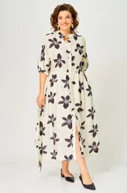Dress Milora #1451 molochnyj/ temnye cvety