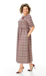 Sukienka Michel Chic 2132-2 brusnichnyj, kletka