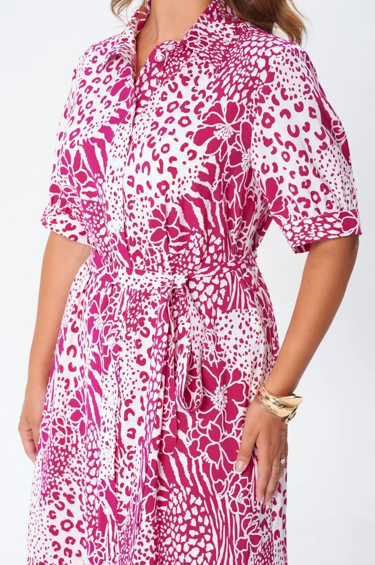 Dress GIZART #5126/2 fuksiya cvety