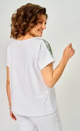 Bluzka Rumoda 2258 (korotkij rukav) belyj-zelenyj