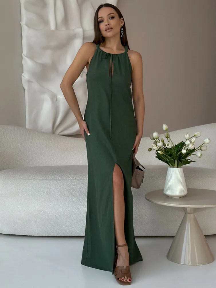 Sukienka Dilana Vip #2032 temno-zelenyj