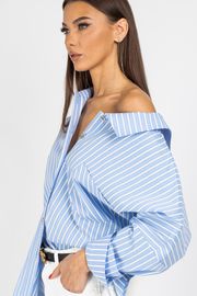 Blouse VIZAVI #727 belo-golubaya poloska