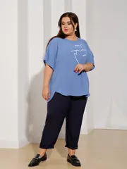 Bluzka DORA plus #0250-1 sero-goluboj