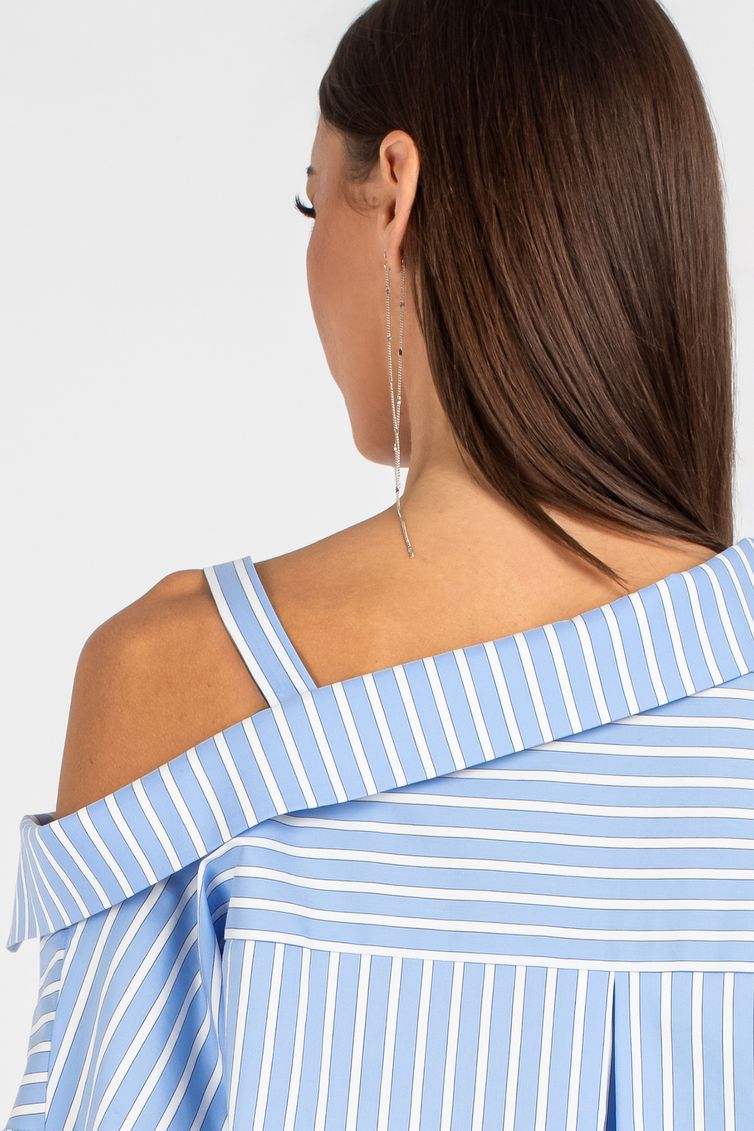 Blouse VIZAVI #726 belo-golubaya poloska