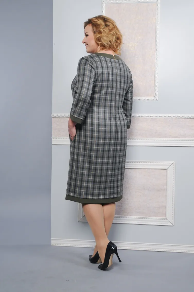 Платье Lady Style Classic арт. 1427 серо-зел