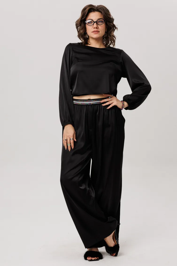 Trousers Anelli Laurel #1734 blestyashhij chernyj