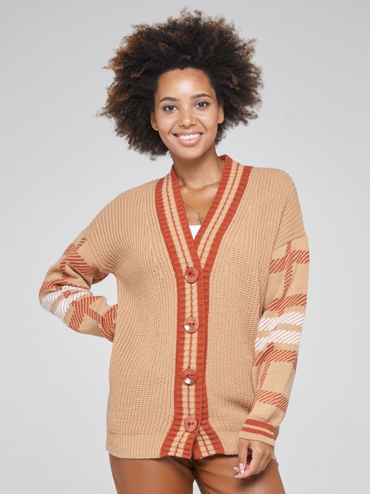 Джемперы, кардиганы, жакеты Newvay арт. BY202-14031 ириска тоффи/кленовый сироп/бел