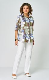 Блуза БелЭльСтиль 881-336 голубой дизайн