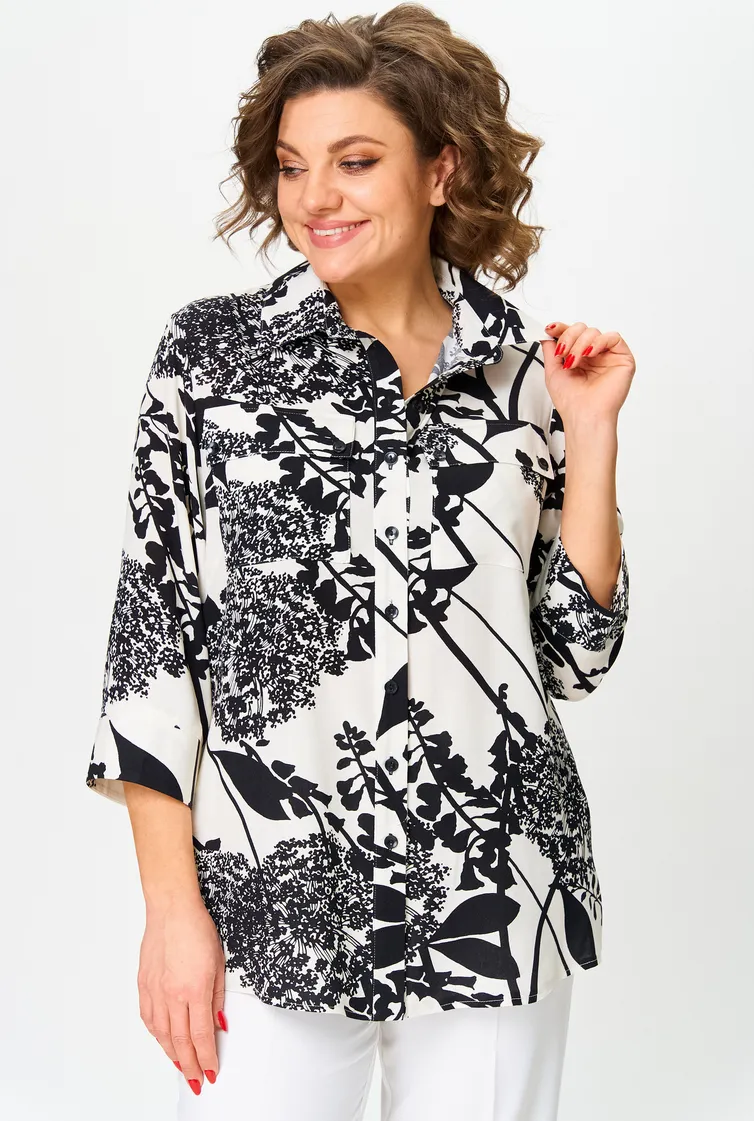Bluzka BelElStyle #408-310 molochno-chernyj