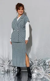 Suit Anastasia 1173 molochno-zelenyj (gusinaya lapka)