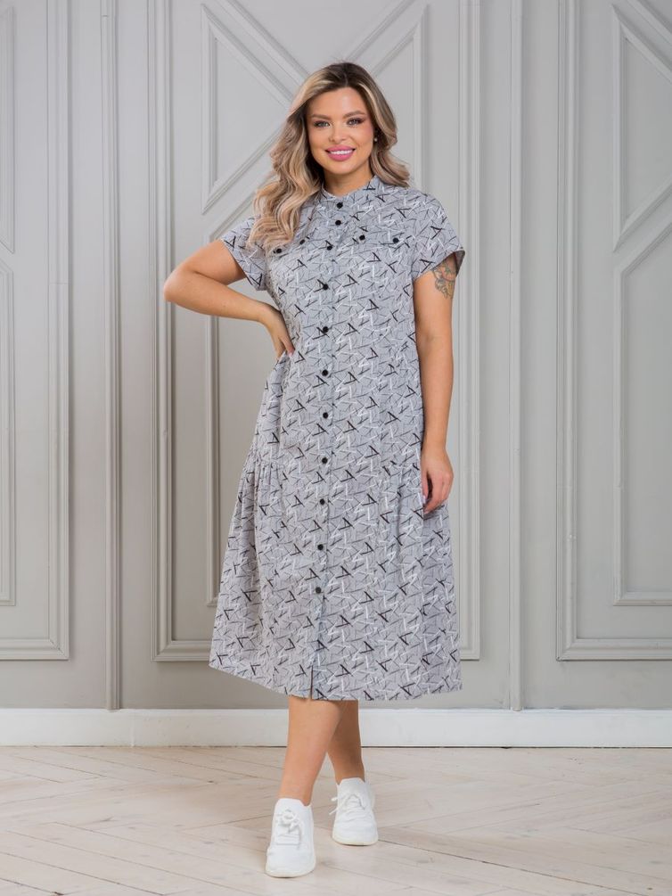 Dress NOVITA #1338-1 seryj