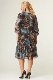 Dress LadyThreeStars #2399 korichnevyj+morskaya volna