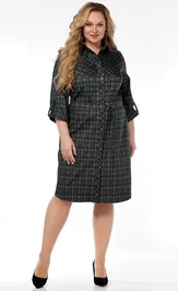 Dress LadyThreeStars 2473 kletka s izumrudnym