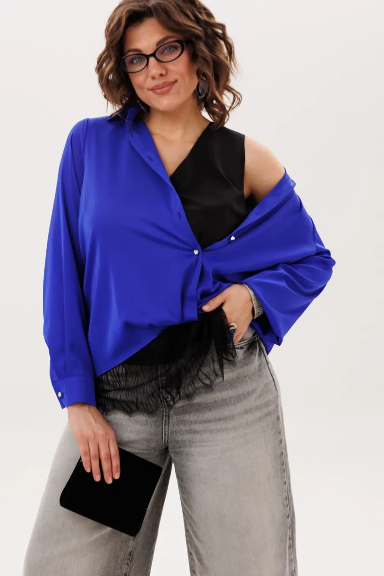 Blouse Anelli Laurel #1663 oslepitelno sinij