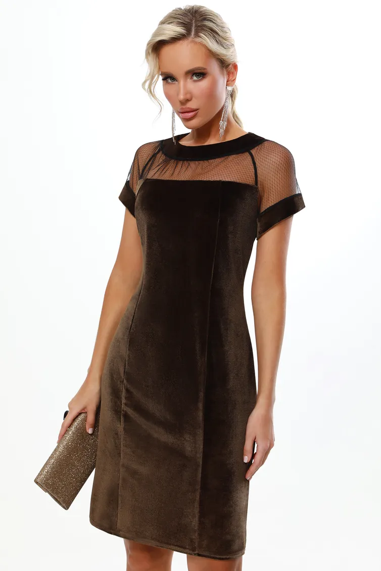 Платье DS Trend арт. П-4191-0513-01 (бархатное коктейльное с коротким рукавом)
