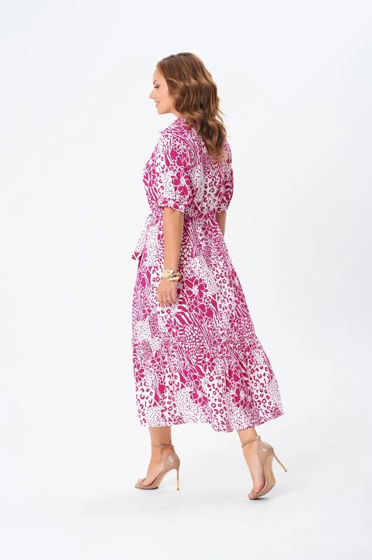 Dress GIZART #5126/2 fuksiya cvety