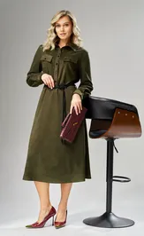 Dress Ava fashion M-239 xaki