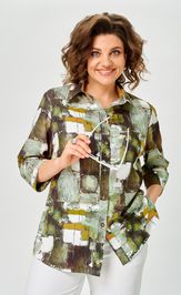 Блуза БелЭльСтиль 877-326 зеленый принт