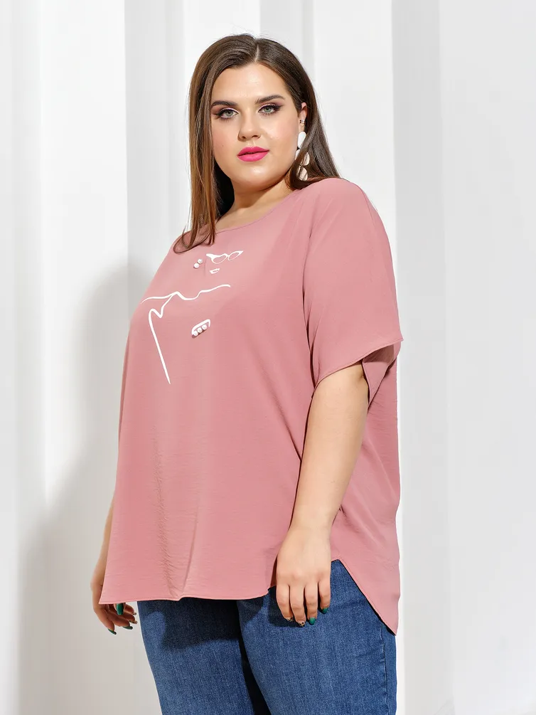 Bluzka DORA plus #0250-1 rozovaya pudra