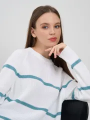 Джемпер Newvay арт. 7242-40339 бел/грозовое небо