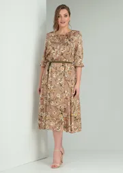 Sukienka Vilena-fashion #800 kapuchino+cvety