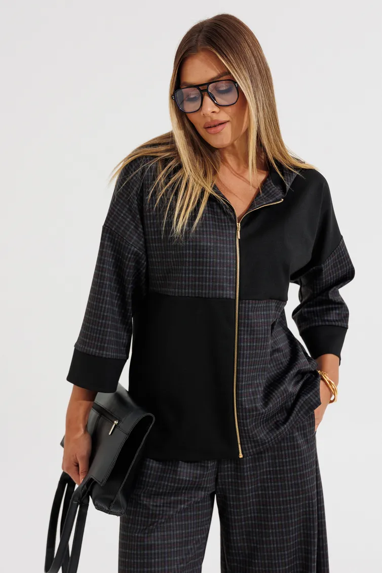 Garnitur Anastasia #1393 grafit (print kletka)
