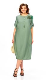 Платье Ольга Стиль С1014 серо-зеленый