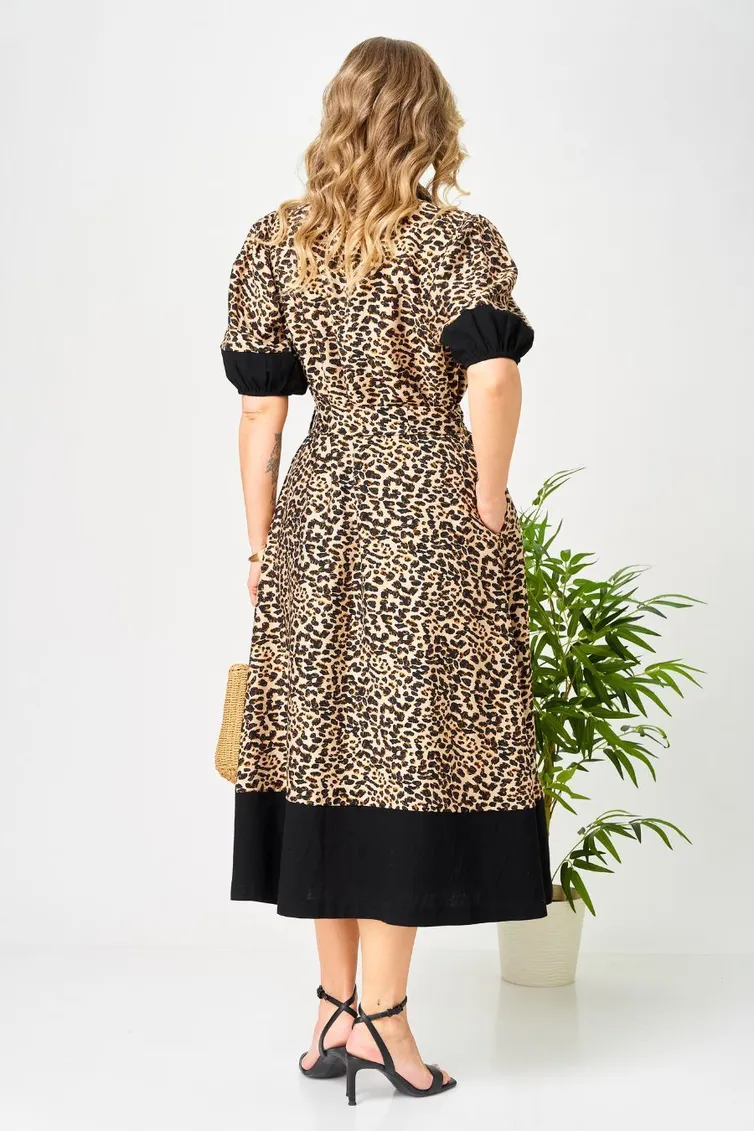 Sukienka Ava fashion #M-194 chernyj-bezhevyj