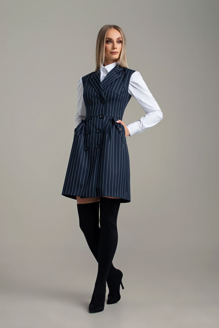 Dress MARIKA #361 t.sin v polosku