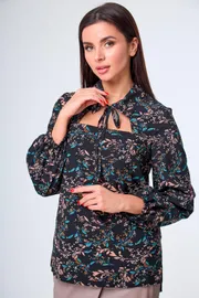 Blouse Anelli Laurel #1028 chernyj v cvety