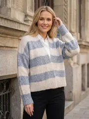 Sweter BELANGE #3257 sero-bezhevyj