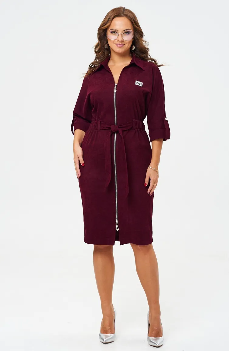 Sukienka VI ORO #VR-1145-4 marsala