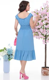 Платье DS Trend П-3944-0199 (голубое с глубоким вырезом)
