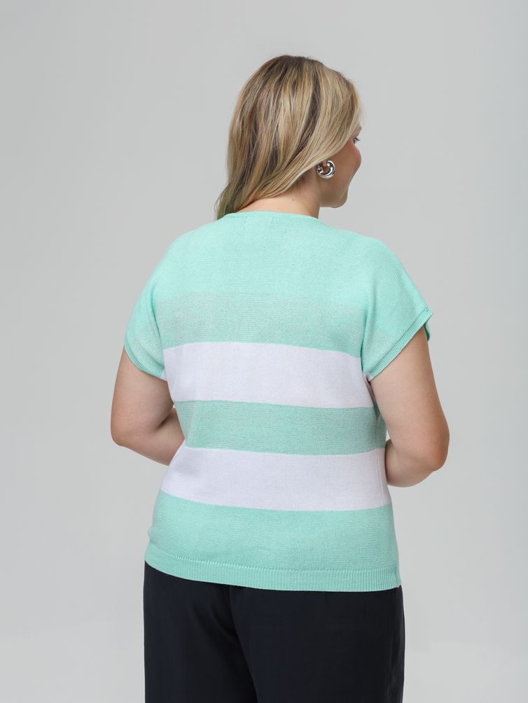 Джемпер Romgil арт. РВ0516-ХМ4 бирюзовый, белый, серебро