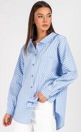 Blouse VIZAVI 727 belo-golubaya poloska